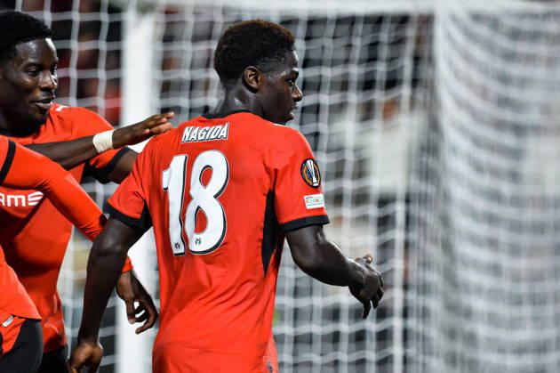 FOOTBALL : Stade Rennais vs OFI Crete - Europa League - Journée 2 - 15 10 2026 Joie des joueurs du Stade Rennais aprés le but de Mahamadou Nagida (Stade Rennais) RennesFrance  Copyright: xBaptistexAutissierx