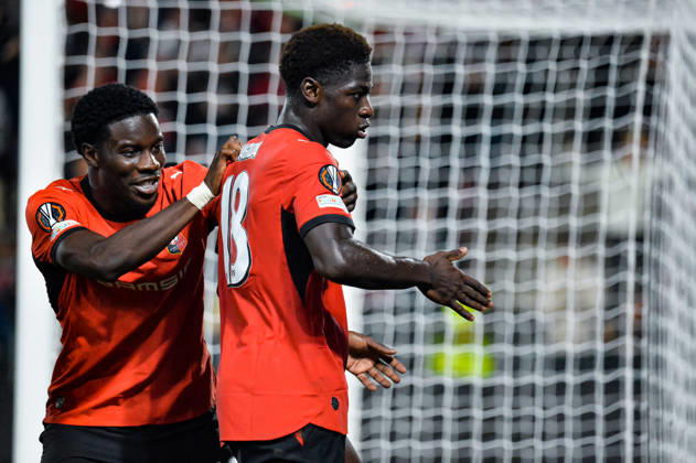 FOOTBALL : Stade Rennais vs OFI Crete - Europa League - Journée 2 - 15 10 2026 Joie des joueurs du Stade Rennais aprés le but de Mahamadou Nagida (Stade Rennais) RennesFrance  Copyright: xBaptistexAutissierx