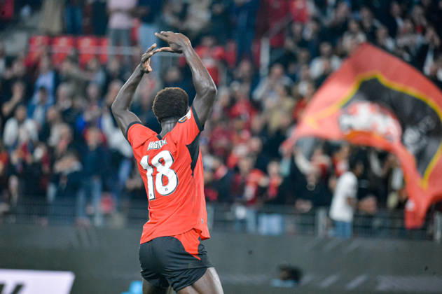 FOOTBALL : Stade Rennais vs OFI Crete - Europa League - Journée 2 - 15 10 2026 Joie des joueurs du Stade Rennais aprés le but de Mahamadou Nagida (Stade Rennais) RennesFrance  Copyright: xBaptistexAutissierx