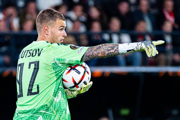 NIJMEGEN - Levski Sofia goalkeeper Svetoslav Vutsov gestures during the UEFA Europa League match between NEC Nijmegen and Levski Sofia at the Goffertstadion on October 15, 2026, in Nijmegen, the Netherlands. KEVIN SENDERS ANP UEFA Europa League 2026 27 xVIxANPxSportx xMarcelxterxBalsxIVx 572568021 originalFilename: 572568021.jpg