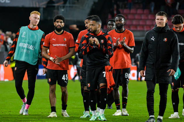 FOOTBALL : Stade Rennais vs OFI Crete - Europa League - Journée 2 - 15 10 2026 Arnaud Nordin (Stade Rennais) Mahdi Camara (Stade Rennais) Nicolas Lemaître (Stade Rennais) Issa Soumare (Stade Rennais) RennesFrance  Copyright: xBaptistexAutissierx