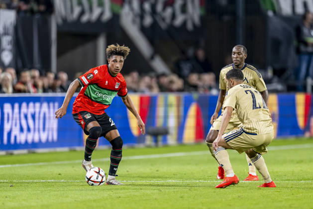 NIJMEGEN - NEC Nijmegen midfielder Noe Lebreton during the UEFA Europa League match between N.E.C. and Levski Sofia at Stadion De Goffert on 15 October 2026 in Nijmegen, Netherlands. (Photo by DeFodi Images) -