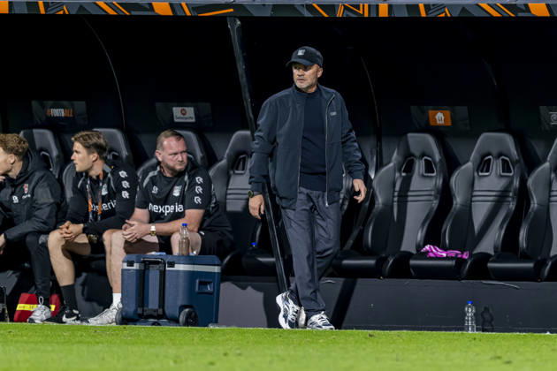 NIJMEGEN - NEC Nijmegen coach Dick Schreuder during the UEFA Europa League match between N.E.C. and Levski Sofia at Stadion De Goffert on 15 October 2026 in Nijmegen, Netherlands. (Photo by DeFodi Images) -