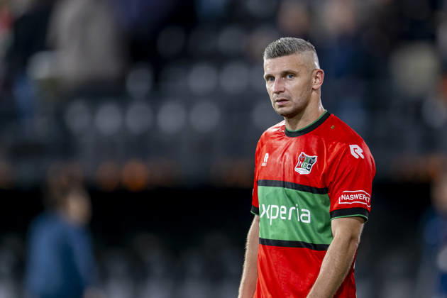 NIJMEGEN - NEC Nijmegen forward Bryan Linssen during the UEFA Europa League match between N.E.C. and Levski Sofia at Stadion De Goffert on 15 October 2026 in Nijmegen, Netherlands. (Photo by DeFodi Images) -