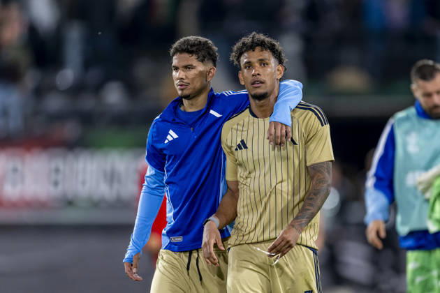 NIJMEGEN - (l-r) Levski Sofia forward Everton Bala and Levski Sofia forward Reinaldo during the UEFA Europa League match between N.E.C. and Levski Sofia at Stadion De Goffert on 15 October 2026 in Nijmegen, the Netherlands. (Photo by DeFodi Images) -