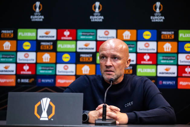 NIJMEGEN, NETHERLANDS - OCTOBER 15: NEC Nijmegen head coach Dick Schreuder attends a press conference, PK, Pressekonferenz after the UEFA Europa League 2026 27 League Phase MD2 match between N.E.C. Nijmegen and PFC Levski Sofia at Goffertstadion on October 15, 2026 in Nijmegen, Netherlands.  Copyright: xRenexNijhuis MBxMediax