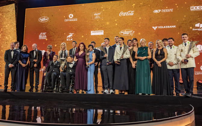 15.10.2026 30. LOTTERIEN Sporthilfe-Gala Schlussbild mit allen Presisträgern, Preisträgerinnen, Laudatoren und Laudatorinnen Wien Wiener Stadthalle Wien Österreich