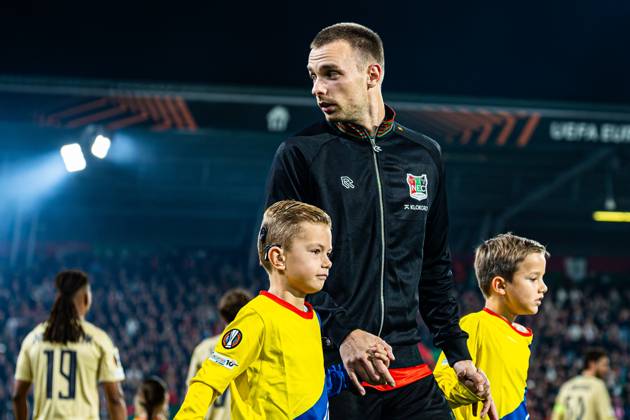 NIJMEGEN - Darko Nejasmic of NEC Nijmegen ahead of the UEFA Europa League match between NEC Nijmegen and Levski Sofia at the Goffertstadion on October 15, 2026 in Nijmegen, the Netherlands. KEVIN SENDERS ANP UEFA Europa League 2026 27 xVIxANPxSportx xMarcelxterxBalsxIVx 572571705 originalFilename: 572571705.jpg