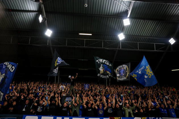 NIJMEGEN, NETHERLANDS - OCTOBER 15: Levski Sofia supporters show their support after the UEFA Europa League 2026 27 League Phase MD2 match between N.E.C. Nijmegen and PFC Levski Sofia at Goffertstadion on October 15, 2026 in Nijmegen, Netherlands.  Copyright: xRenexNijhuis MBxMediax