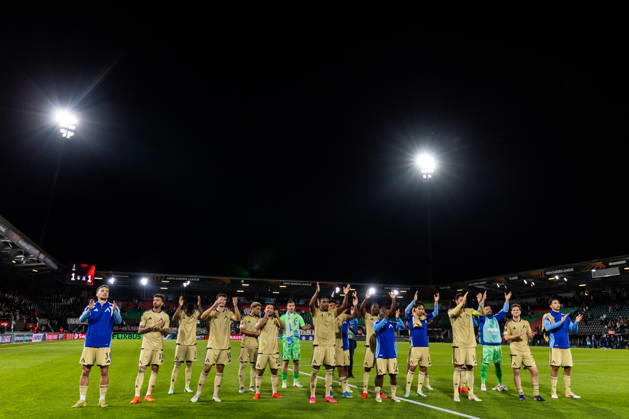 NIJMEGEN, NETHERLANDS - OCTOBER 15: Levski Sofia players acknowledge fans after the UEFA Europa League 2026 27 League Phase MD2 match between N.E.C. Nijmegen and PFC Levski Sofia at Goffertstadion on October 15, 2026 in Nijmegen, Netherlands.  Copyright: xRenexNijhuis MBxMediax