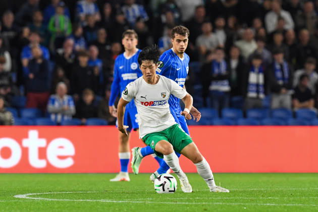 Brighton and Hove Albion v Kauno Zalgiris, UEFA Conference League Yukiyoshi Karashima of Kauno Zalgiris in action during the UEFA Conference League match between Brighton and Hove Albion and Kauno Zalgiris at the American Express Stadium, Brighton and Hove, UK on 15 October 2026. Brighton and Hove American Express Stadium East Sussex UK Editorial use only , Copyright: xJeffxMoodx PSI-25024-0034