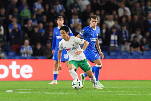 Brighton and Hove Albion v Kauno Zalgiris, UEFA Conference League Yukiyoshi Karashima of Kauno Zalgiris in action during the UEFA Conference League match between Brighton and Hove Albion and Kauno Zalgiris at the American Express Stadium, Brighton and Hove, UK on 15 October 2026. Brighton and Hove American Express Stadium East Sussex UK Editorial use only , Copyright: xJeffxMoodx PSI-25024-0035