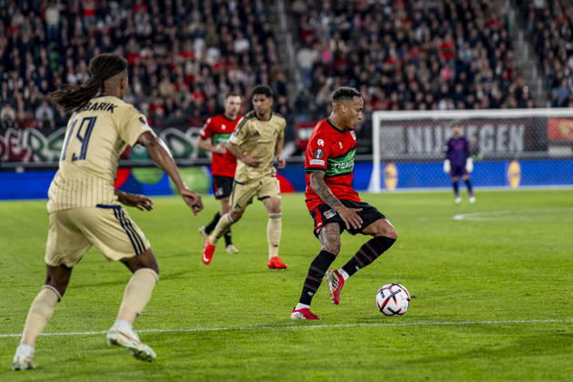 NIJMEGEN - NEC Nijmegen forward Tjaronn Chery during the UEFA Europa League match between N.E.C. and Levski Sofia at Stadion De Goffert on 15 October 2026 in Nijmegen, Netherlands. (Photo by DeFodi Images) -