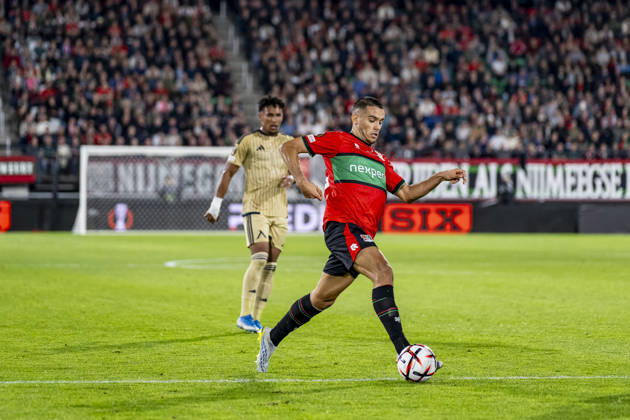 NIJMEGEN - NEC Nijmegen defender Gabriel Brás during the UEFA Europa League match between N.E.C. and Levski Sofia at Stadion De Goffert on 15 October 2026 in Nijmegen, Nederland. (Photo by DeFodi Images) -