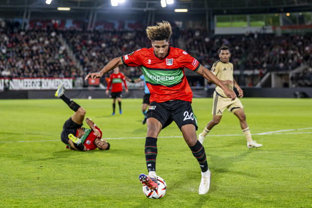 NIJMEGEN - NEC Nijmegen midfielder Noe Lebreton during the UEFA Europa League match between N.E.C. and Levski Sofia at Stadion De Goffert on 15 October 2026 in Nijmegen, Netherlands. (Photo by DeFodi Images) -