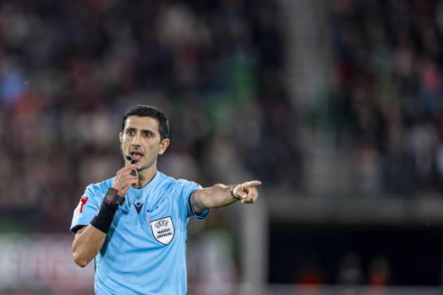 NIJMEGEN - referee Aliyar Aghayev during the UEFA Europa League match between N.E.C. and Levski Sofia at Stadion De Goffert on 15 October 2026 in Nijmegen, Nederland. (Photo by DeFodi Images) -