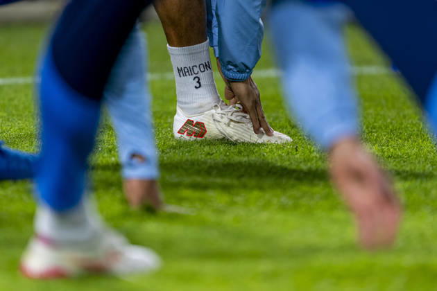 NIJMEGEN - close-up of the socks of Levski Sofia defender Maicon during the UEFA Europa League match between N.E.C. and Levski Sofia at Stadion De Goffert on 15 October 2026 in Nijmegen, Nederland. (Photo by DeFodi Images) -