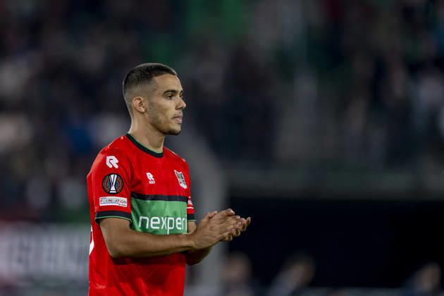 NIJMEGEN - NEC Nijmegen defender Gabriel Brás during the UEFA Europa League match between N.E.C. and Levski Sofia at Stadion De Goffert on 15 October 2026 in Nijmegen, Nederland. (Photo by DeFodi Images) -