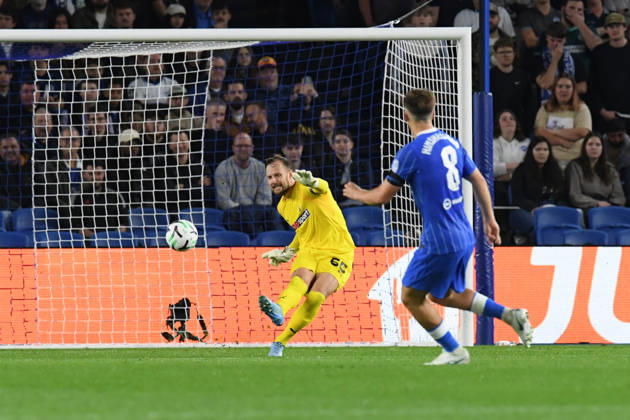 Brighton and Hove Albion v Kauno Zalgiris, UEFA Conference League Tomas Svedkauskas of Kauno Zalgiris in action during the UEFA Conference League match between Brighton and Hove Albion and Kauno Zalgiris at the American Express Stadium, Brighton and Hove, UK on 15 October 2026. Brighton and Hove American Express Stadium East Sussex UK Editorial use only , Copyright: xJeffxMoodx PSI-25024-0092
