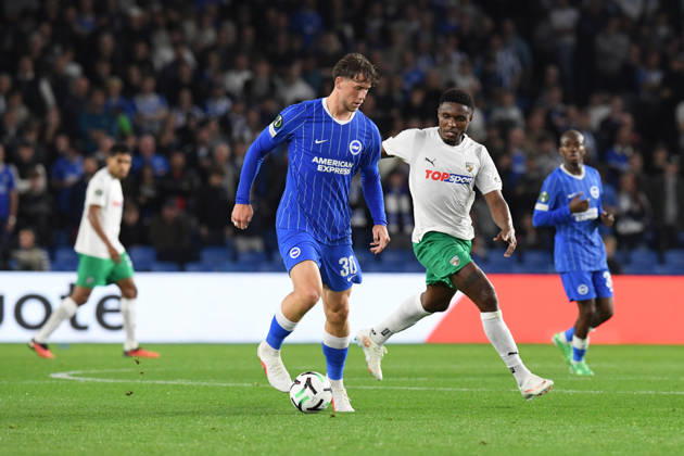 Brighton and Hove Albion v Kauno Zalgiris, UEFA Conference League Michael Svoboda Defender of Brighton and Hove Albion during the UEFA Conference League match between Brighton and Hove Albion and Kauno Zalgiris at the American Express Stadium, Brighton and Hove, UK on 15 October 2026. Brighton and Hove American Express Stadium East Sussex UK Editorial use only , Copyright: xJeffxMoodx PSI-25024-0097