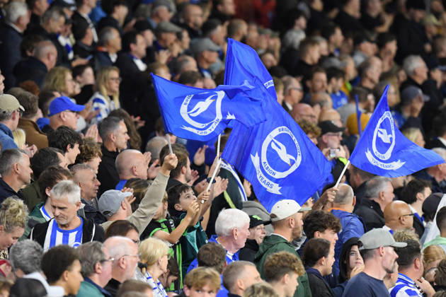 Brighton and Hove Albion v Kauno Zalgiris, UEFA Conference League Brighton fans during the UEFA Conference League match between Brighton and Hove Albion and Kauno Zalgiris at the American Express Stadium, Brighton and Hove, UK on 15 October 2026. Brighton and Hove American Express Stadium East Sussex UK Editorial use only , Copyright: xJeffxMoodx PSI-25024-0098