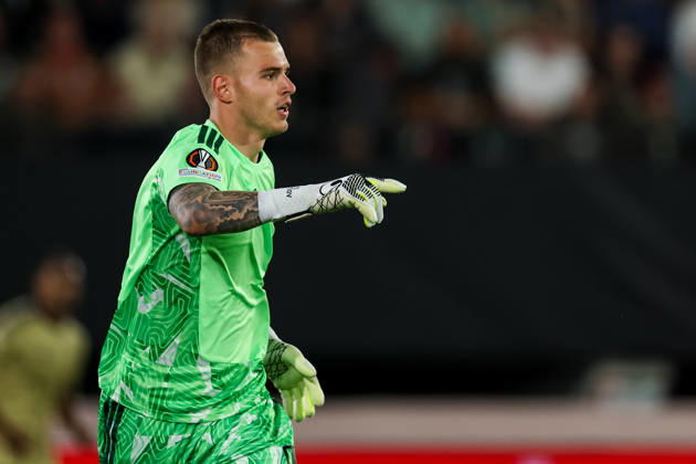 NIJMEGEN, NETHERLANDS - OCTOBER 15: Levski Sofia goalkeeper Svetoslav Vutsov gestures during the UEFA Europa League 2026 27 League Phase MD2 match between N.E.C. Nijmegen and PFC Levski Sofia at Goffertstadion on October 15, 2026 in Nijmegen, Netherlands.  Copyright: xRenexNijhuis MBxMediax