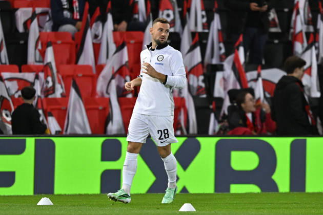 Bournemouth v Sturm Graz, Europa League Jurgen Heil (28) of Sturm Graz warming up ahead of the Europa League match between Bournemouth and Sturm Graz at the Vitality Stadium, Bournemouth, UK on 15 October 2026. Bournemouth Vitality Stadium Dorset UK Editorial use only , Copyright: xGrahamxHuntx PSI-25011-0322