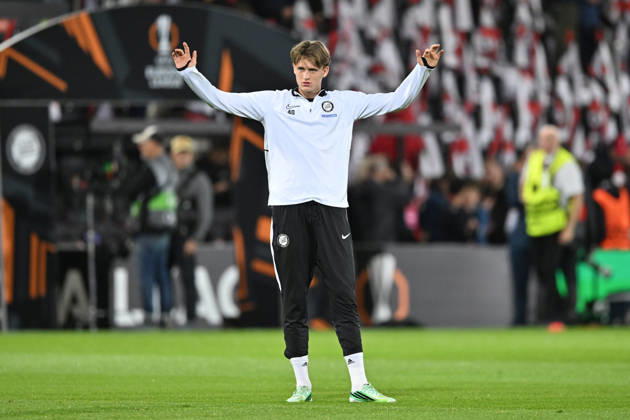 Bournemouth v Sturm Graz, Europa League Julian Halwachs (40) of Sturm Graz warming up ahead of the Europa League match between Bournemouth and Sturm Graz at the Vitality Stadium, Bournemouth, UK on 15 October 2026. Bournemouth Vitality Stadium Dorset UK Editorial use only , Copyright: xGrahamxHuntx PSI-25011-0323