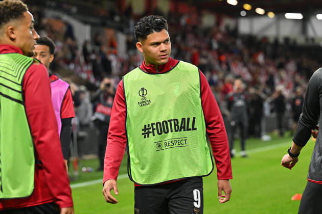 Bournemouth v Sturm Graz, Europa League Evanilson (9) of AFC Bournemouth warming up ahead of the Europa League match between Bournemouth and Sturm Graz at the Vitality Stadium, Bournemouth, UK on 15 October 2026. Bournemouth Vitality Stadium Dorset UK Editorial use only , Copyright: xGrahamxHuntx PSI-25011-0340