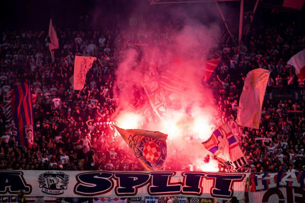October 15, 2026, Split, Dalmatia, Croatia: Torcida, Hajduk Split supporters, during the during the UEFA Conference League match between HNK Hajduk Split (CRO) and AFC Ajax Amsterdam (NL) at Poljud Stadium. Split Croatia - ZUMAp210 20261015_zsp_p210_004 Copyright: xMajaxPrgometx