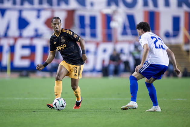 October 15, 2026, Split, Dalmatia, Croatia: Thilo Kehrer (AFC Ajax) 6 and Martin Soticek (HNK Hajduk Split) 23 in action during he UEFA Conference League match between HNK Hajduk Split (CRO) and AFC Ajax Amsterdam (NL) at Poljud Stadium. Split Croatia - ZUMAp210 20261015_zsp_p210_023 Copyright: xMajaxPrgometx