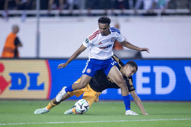 October 15, 2026, Split, Dalmatia, Croatia: Mathieu Acapandie (HNK HAjduk) and Abdellah Ouazane (AFC Ajax) 68 in action during he UEFA Conference League match between HNK Hajduk Split (CRO) and AFC Ajax Amsterdam (NL) at Poljud Stadium. Split Croatia - ZUMAp210 20261015_zsp_p210_035 Copyright: xMajaxPrgometx