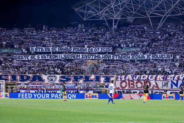 October 15, 2026, Split, Dalmatia, Croatia: Torcida, Hajduk Split supporters, during the during the UEFA Conference League match between HNK Hajduk Split (CRO) and AFC Ajax Amsterdam (NL) at Poljud Stadium. Split Croatia - ZUMAp210 20261015_zsp_p210_055 Copyright: xMajaxPrgometx