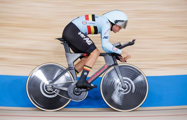 Belgian Gianluca Pollefliet rides on a bike during the Men s 1km Time Trial event at the UCI Track cycling, Rad, Radsport, Bahnrad, Bahn World Championships in Shanghai, China on Friday 16 October 2026. The worlds are taking place from 14 to 18 October 2026. BENOITxDOPPAGNE  x189959284x