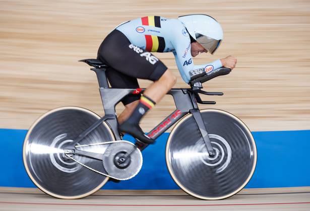 Belgian Gianluca Pollefliet rides on a bike during the Men s 1km Time Trial event at the UCI Track cycling, Rad, Radsport, Bahnrad, Bahn World Championships in Shanghai, China on Friday 16 October 2026. The worlds are taking place from 14 to 18 October 2026. BENOITxDOPPAGNE  x189959266x