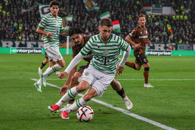 Ferencvaros V Viktoria Plzen - UEFA Europa League 2026 27 League Phase Match Day 2 Marius Corbu of Ferencvaros and Merchas Doski of Viktoria Plzen participate during the UEFA Europa League 2026 27 League Phase MD2 match between Ferencvaros and Viktoria Plzen at Groupama Arena in Budapest, Hungary, on October 15, 2026. Budapest Hungary  Copyright: xPalxGöllnerx originalFilename:gollner-notitle261015_npxhF.jpg