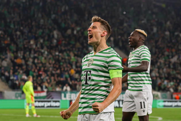 Ferencvaros V Viktoria Plzen - UEFA Europa League 2026 27 League Phase Match Day 2 Kristoffer Zachariassen and Bamidele Yusuf of Ferencvaros celebrate during the UEFA Europa League 2026 27 League Phase Matchday 2 match between Ferencvaros and Viktoria Plzen at Groupama Arena in Budapest, Hungary, on October 15, 2026. Budapest Hungary  Copyright: xPalxGöllnerx originalFilename:gollner-notitle261015_npzUP.jpg