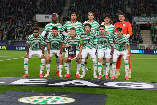 (261016) -- BUDAPEST, Oct. 16, 2026 -- Players of Ferencvaros line up before the UEFA Europa League 2026 27 League Phase match between Ferencvaros and Viktoria Plzen in Budapest, Hungary, Oct. 15, 2026. ) (SP)HUNGARY-BUDAPEST-FOOTBALL-UEFA EUROPA LEAGUE-FERENCVAROS VS VIKTORIA PLZEN HuxZhixuan 