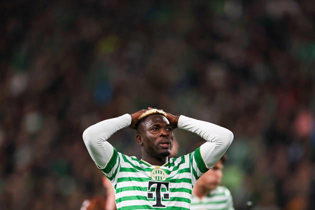 (261016) -- BUDAPEST, Oct. 16, 2026 -- Bamidele Yusuf of Ferencvaros reacts during the UEFA Europa League 2026 27 League Phase match between Ferencvaros and Viktoria Plzen in Budapest, Hungary, Oct. 15, 2026. ) (SP)HUNGARY-BUDAPEST-FOOTBALL-UEFA EUROPA LEAGUE-FERENCVAROS VS VIKTORIA PLZEN HuxZhixuan 