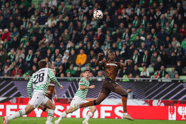 (261016) -- BUDAPEST, Oct. 16, 2026 -- Baboucarr Faal (R) of Viktoria Plzen vies for the ball during the UEFA Europa League 2026 27 League Phase match between Ferencvaros and Viktoria Plzen in Budapest, Hungary, Oct. 15, 2026. ) (SP)HUNGARY-BUDAPEST-FOOTBALL-UEFA EUROPA LEAGUE-FERENCVAROS VS VIKTORIA PLZEN HuxZhixuan 