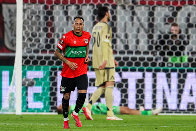 NIJMEGEN, NETHERLANDS - OCTOBER 15: Tjaronn Chery of NEC Nijmegen walks back to his own half after scoring his team s first goal during the UEFA Europa League 2026 27 League Phase MD2 match between N.E.C. Nijmegen and PFC Levski Sofia at Goffertstadion on October 15, 2026 in Nijmegen, Netherlands. Copyright: xRenexNijhuis MBxMediax