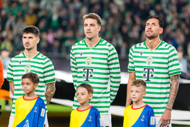 Ferencvaros v Viktoria Plzen, UEFA Europa League, Budapest, Hungary Budapest, Hungary. 15th, October 2026. (L-R) Attila Osvath, Toon Raemaekers and Mariano Gomez of Ferencvaros seen during the UEFA Europa League match between Ferencvaros and Viktoria Plzen at Groupama Arena in Budapest. Hungary, Budapest, Groupama Arena Copyright: xGonzalesxPhoto BalazsxPopalx