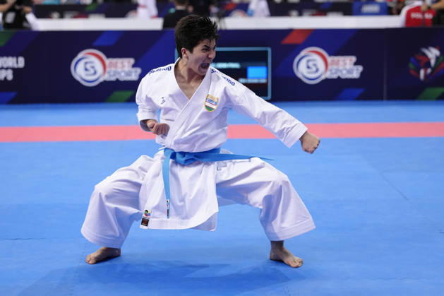 2026 World Cadet, Junior & U21, U 21 Karate Championships BIELSKO-BIALA, POLAND - OCTOBER 16: Javokhir Djakhangirov of Uzbekistan performs during the cadet male individual kata semi-final at the 2026 World Cadet, Junior & U21 Karate Championships at Hala Pod Debowcem on October 16, 2026 in Bielsko-Biala, Poland. Bielsko-Biala Hala Pod Debowcem Poland Copyright: x2026xKaratexInsights PSxImagesxKjetilxWaber KaratexInsightsx