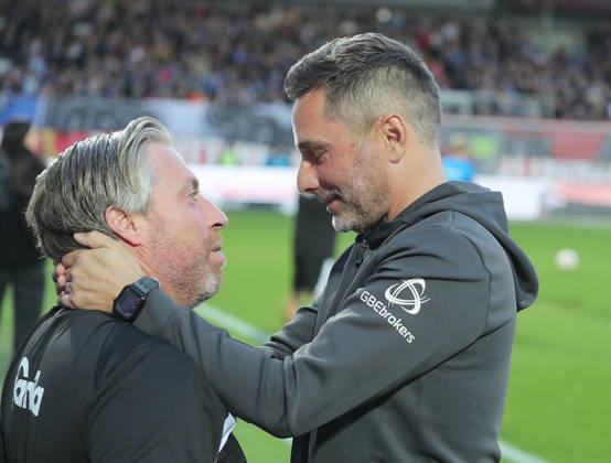 Co Trainer Michael Wimmer (KIEL) , Trainer Stefan Leitl (Hertha BSC Berlin) Fussball, Herren, Saison 2026 2027, 2.BL, Holstein Stadion, Holstein Kiel gegen Hertha BSC Berlin DFL REGULATIONS PROHIBIT ANY USE OF PHOTOGRAPHS AS IMAGE SEQUENCES AND OR QUASI-VIDEO.