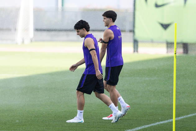 October 16, 2026, Sant Joan Despi, Barcelona, Spain: SANT JOAN DESPI, SPAIN - OCTOBER 16: Xavi Espart and Pau Cubarsi of FC Barcelona, Barca take part in a training session ahead of the LaLiga EA Sports match against Real Betis on October 16, 2026, at the Ciutat Esportiva Joan Gamper in Sant Joan Despi, Barcelona, Spain. FC Barcelona Train Ahead Of Real Betis Match - ZUMAs316 20261016_znp_s316_003 Copyright: xMartixSeguraxRamonedax