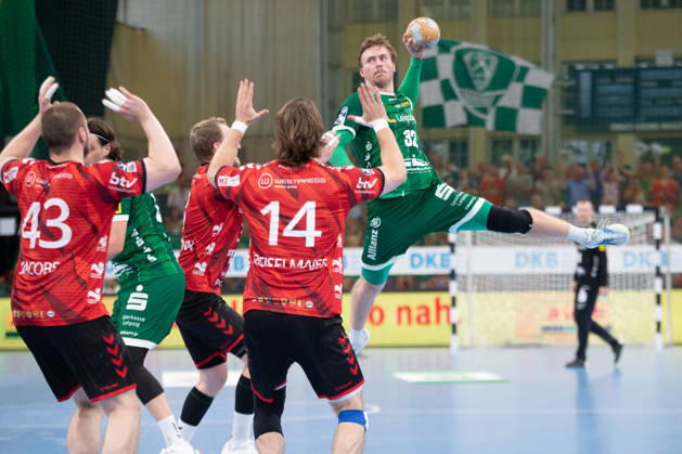 Handball, HBL2: SC DHfK Leipzig - ASV Hamm-Westfalen; 16.10.2026 Franz Semper (32, SC DHfK Leipzig) wirft aus dem Rückraum. Handball, 2. Bundesliga, Saison 2026 2027, 8. Spieltag: SC DHfK Leipzig vs. ASV Hamm-Westfalen am 16.10.2026 in der Quarterback Immobilien Arena Leipzig. Copyright: xBEAUTIFULxSPORTS JanxKaeferx