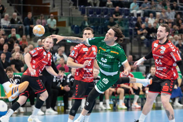Handball, HBL2: SC DHfK Leipzig - ASV Hamm-Westfalen; 16.10.2026 Dean Bombac (44, SC DHfK Leipzig) beim Wurf. Handball, 2. Bundesliga, Saison 2026 2027, 8. Spieltag: SC DHfK Leipzig vs. ASV Hamm-Westfalen am 16.10.2026 in der Quarterback Immobilien Arena Leipzig. Copyright: xBEAUTIFULxSPORTS JanxKaeferx