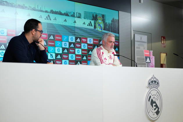 October 17, 2026, Valdebebas, Madrid, Spain: Jose Mourinho, head coach of Real Madrid, attends his press conference, PK, Pressekonferenz during the training day of Real Madrid ahead the Spanish League, LaLiga EA Sports, football match against Sevilla FC at Ciudad Deportiva Real Madrid on October 17, 2026, in Valdebebas, Madrid, Spain. Real Madrid Training And Press Conference - Laliga Ea Sports  - ZUMAa181 20261017_zaa_a181_026 Copyright: xDennisxAgyemanx