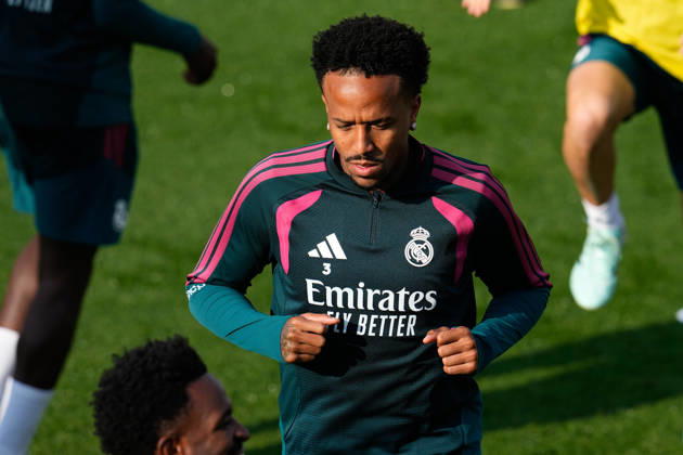 October 17, 2026, Valdebebas, Madrid, Spain: Eder Militao during the training day of Real Madrid ahead the Spanish League, LaLiga EA Sports, football match against Sevilla FC at Ciudad Deportiva Real Madrid on October 17, 2026, in Valdebebas, Madrid, Spain. Valdebebas Spain - ZUMAa181 20261017_zaa_a181_048 Copyright: xDennisxAgyemanx