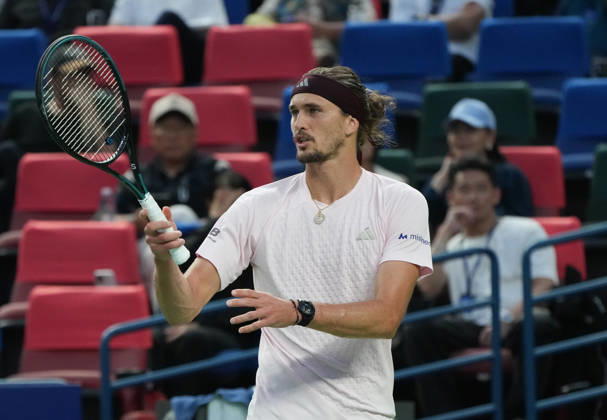 (261017) -- SHANGHAI, Oct. 17, 2026 -- Alexander Zverev reacts during the men s singles semifinal between Alexander Zverev of Germany and Alejandro Davidovich Fokina of Spain at the 2026 ATP, Tennis Herren tour Shanghai Masters tennis tournament in Shanghai, China, Oct. 17, 2026. ) (SP)CHINA-SHANGHAI-TENNIS-SHANGHAI MASTERS-MEN S SINGLES (CN) DingxTing 